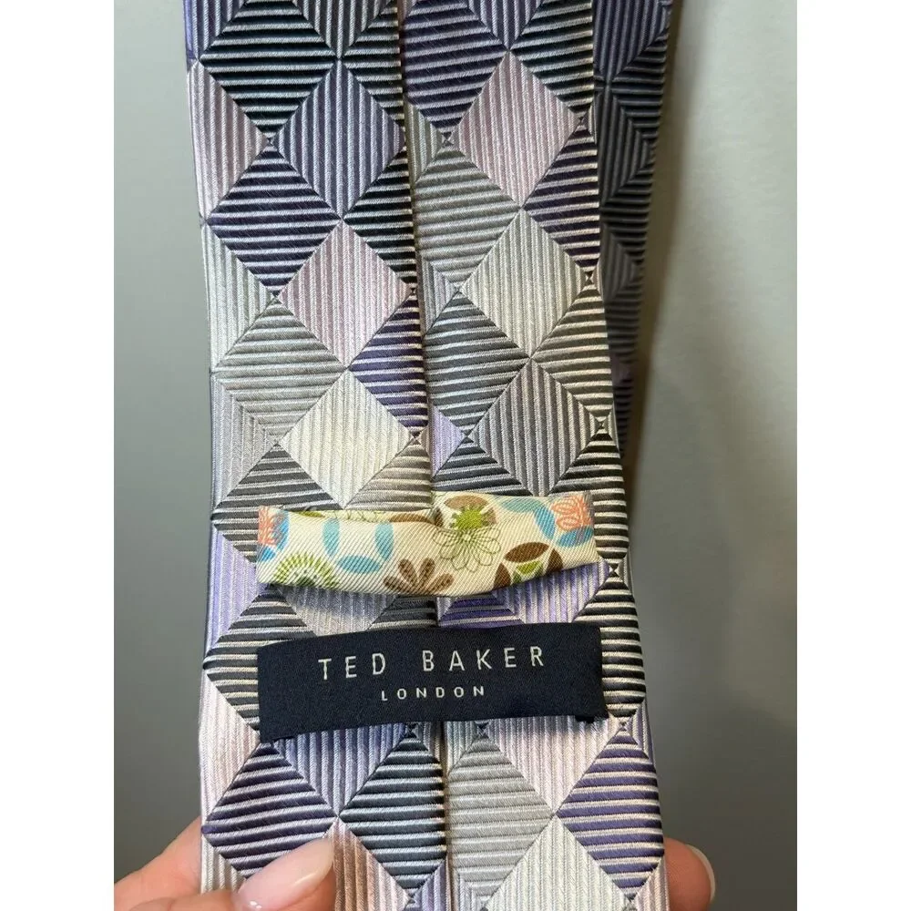 Ted Baker London Geometric Silk Tie Adjustable Necktie Designer Men’s Multicolor